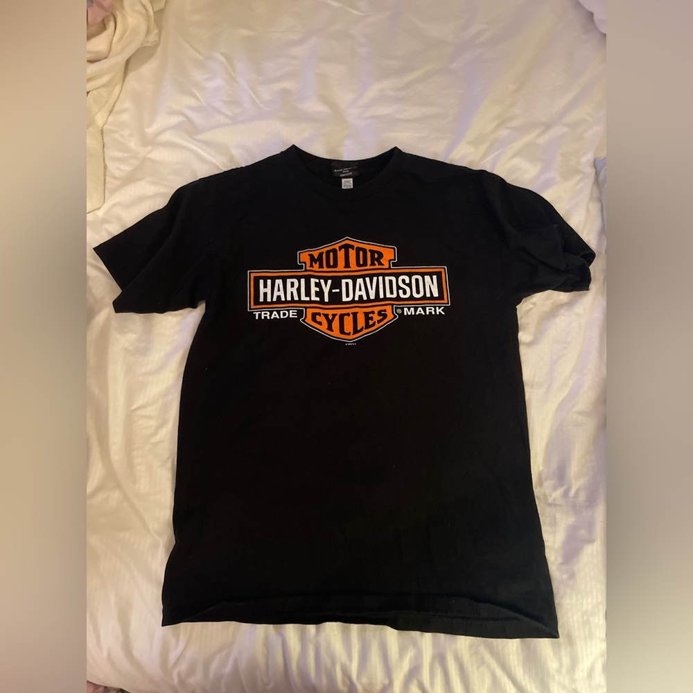 Harley-Davidson Black and Orange Short Sleeve Tee Wisconsin